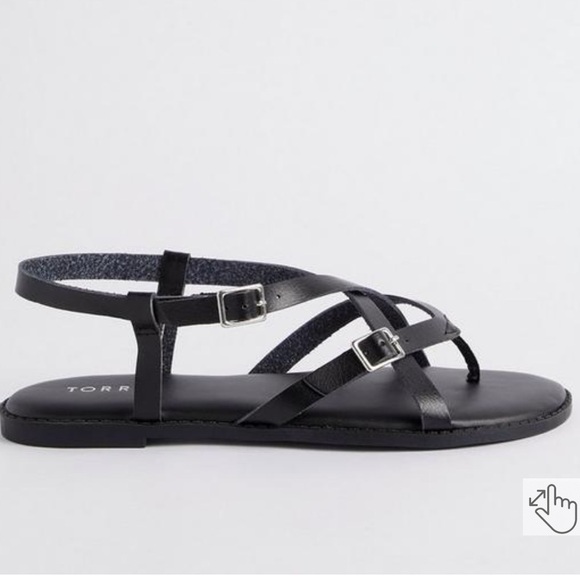 TORRID Toe Post Gladiator Sandal black leather size 9WW - Picture 3 of 11